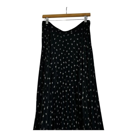 Vince Women’s Tossed Ditsy Floral Pleated Midi Flowy Skirt Black & Cream | Sz 10 - Picture 2 of 11